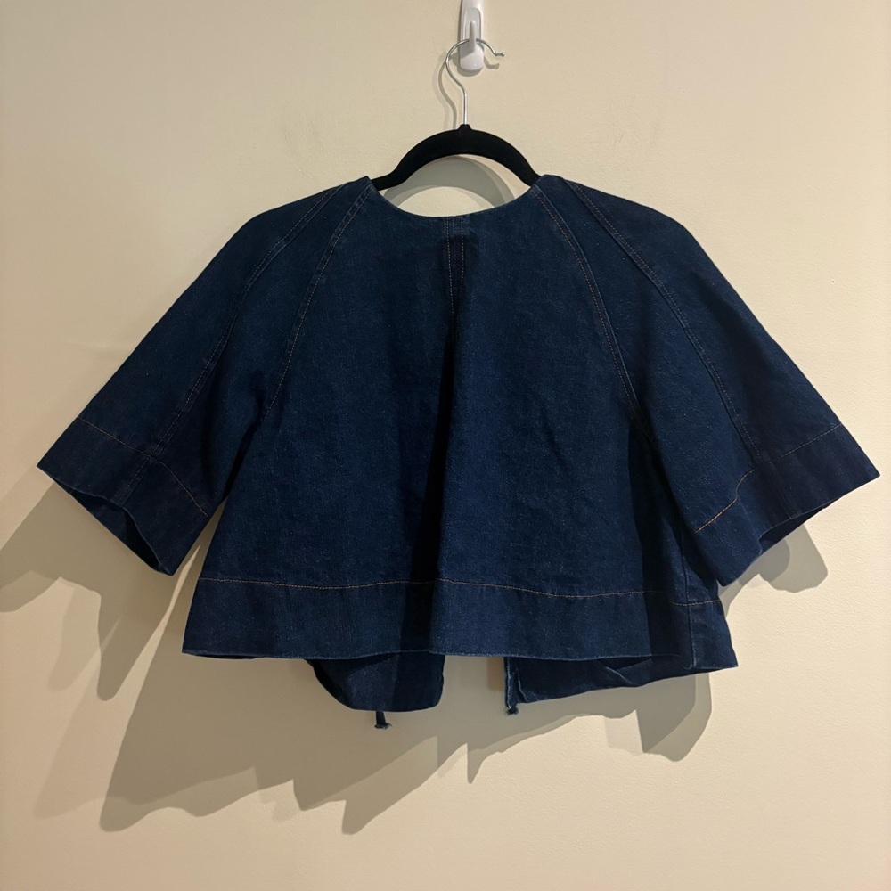 KLESIS Dalia Denim Tie Back Top Indigo Blue Open Back Size Small - Picture 4 of 7